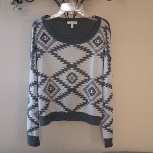 Delia's Grey & White Crop Sweater. Size Medium